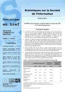 34/01 STATISTIQUES EN BREF - TH. 4 INDUSTRIE, COMMERCE ET SERVI