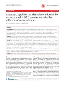 Apoptosis, cytokine and chemokine induction by non-structural 1 (NS1) proteins encoded by different influenza subtypes