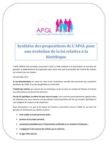 2009 synthèse des positions de l APGL_ révision des lois de bioéthique