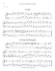 Partition , Duo - , Basse de trompette, Petites Pièces d Orgue, Lanes, Mathieu