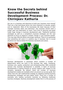 Secrets Behind Successful Business Development Process by Dr. Chirinjeev Kathuria