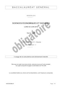 Baccalauréat Sciences Économiques et Sociales - Série ES, obligatoire