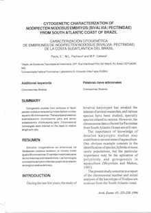 CYTOGENETIC CHARACTERIZATION OF NODIPECTEN NODOSUS EMBRYOS (BIVALVIA: PECTINIDAE) FROM SOUTH ATLANTIC COAST OF BRAZIL (CARACTERIZACIÓN CITOGENÉTICA DE EMBRIONES DE NODIPECTEN NODOSUS (BIVALVIA: PECTINIDAE) DE LA COSTA SUDATLANTICA DEL BRASIL)