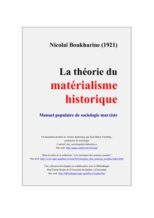 La théorie du matérialisme historique
