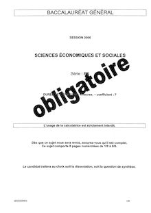 Sujet du bac ES 2006: Sciences Economiques Obligatoire
