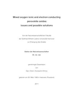 Mixed oxygen ionic and electron conducting perovskite oxides [Elektronische Ressource] : issues and possible solutions / Konstantin Efimov