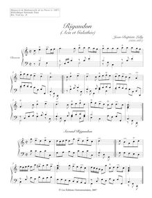 Partition Rigaudons (Acis et Galathée), clavecin pièces from pour Manuscrit de Mademoiselle de La Pierre