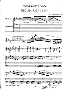 Partition Cadenza, violon Concerto, D Major, Beethoven, Ludwig van par Ludwig van Beethoven