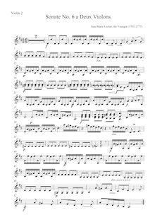 Partition violon 2 , partie, 6 sonates pour Two violons, Leclair the Younger, Jean-Marie