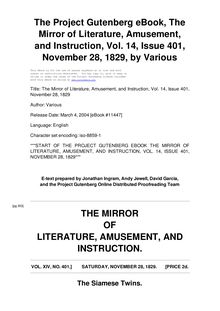 The Mirror of Literature, Amusement, and Instruction - Volume 14, No. 401, November 28, 1829