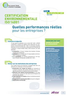 Certification environnementale ISO 14001 - Abstract de l étude AFNOR