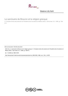Le sanctuaire de Brauron et la religion grecque - article ; n°4 ; vol.132, pg 799-813