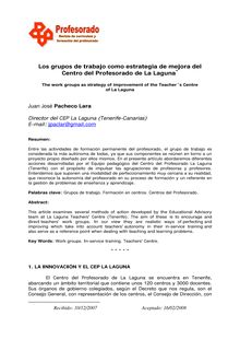 Los grupos de trabajo como estrategia de mejora del Centro del Profesorado de La Laguna (The work groups as strategy of improvement of the Teacher´s Centre of La Laguna)