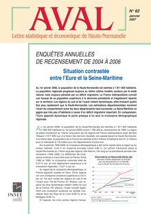 Enquêtes annuelles de recensement de 2004 à 2006 : Situation contrastée entre l Eure et la Seine-Maritime