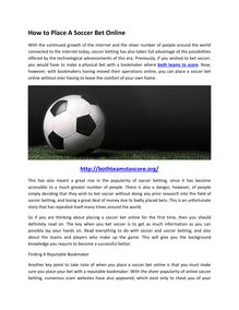 How To Place A Soccer Bet Online