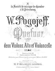 Partition violon 1, corde quatuor, Op.7, D Minor, Pogojeff, Wladimir