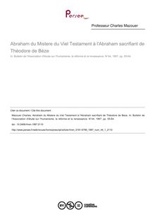 Abraham du Mistere du Viel Testament à l Abraham sacrifiant de Théodore de Bèze - article ; n°1 ; vol.44, pg 55-64