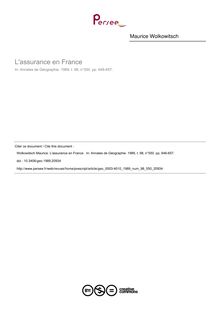 L assurance en France  - article ; n°550 ; vol.98, pg 646-657