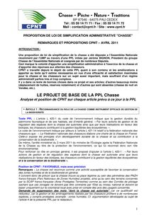 2011 PPL CHASSE  - Plateforme CPNT Propositions