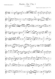Partition aigu 2 , partie, 6 duos pour 2 flûtes, Op.2, Quantz, Johann Joachim par Johann Joachim Quantz
