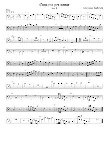 Partition viole de basse, Canzon I  La Spiritata , from Canzoni per sonare con ogni sorte di stromenti