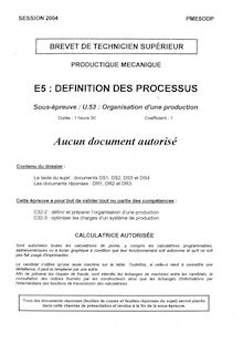 Organisation d une production 2004 BTS Productique mécanique