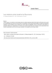 Les relations entre Israël et la Roumanie - article ; n°6 ; vol.38, pg 725-752