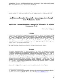 AN ETHNOMATHEMATICS EXERCISE FOR ANALYZING A KHIPU SAMPLE FROM PACHACAMAC, PERÚ) (Ejercicio de Etnomatemática para el análisis de una muestra de quipu de Pachacamac , Perú)