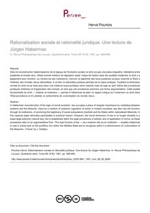 Rationalisation sociale et rationalité juridique. Une lecture de Jürgen Habermas - article ; n°83 ; vol.89, pg 469-498