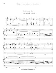 Partition , Tierce en Taille, Livre d orgue No.1, Premier Livre d Orgue par Nicolas Lebègue