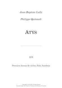 Partition Dessus I (violon, flûte, hautbois), Atys, LWV 53, Lully, Jean-Baptiste