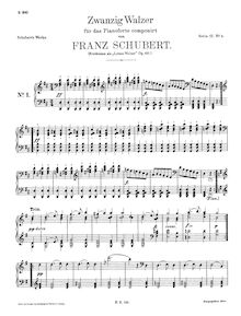 Partition complète, 20 valses (dernier valses), D.146 (Op.127), Schubert, Franz par Franz Schubert