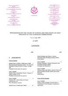 PROCEEDINGS OF THE COURT OF JUSTICE AND THE COURT OF FIRST INSTANCE OF THE EUROPEAN COMMUNITIES. 7 to 11 July 1997 n° 21/97
