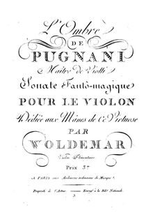 Partition L Ombre de Pugnani, Fantomagic sonates, Woldemar, Michel
