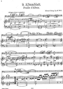 Partition , Albumblatt, lyrique pièces, Grieg, Edvard
