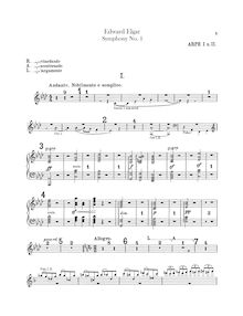 Partition harpe 1/2, Symphony No.1, Op.55, A♭, Elgar, Edward