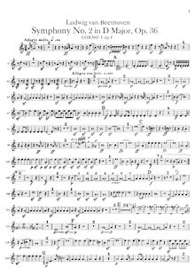 Partition cor 1, 2 (D, E, plus transposed F), Symphony No.2, D major