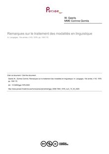 Remarques sur le traitement des modalités en linguistique - article ; n°43 ; vol.10, pg 108-115