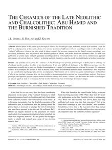 The Ceramics of the Late Neolithic and Chalcolithic: Abu Hamid and the Burnished Tradition - article ; n°1 ; vol.33, pg 51-76