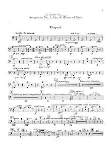 Partition timbales, cymbales, carillon, Tam-Tam,Triangle, tambour, Tubular Bells, Prometheus, Le Poème du Feu, Op.60