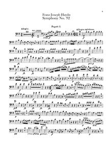 Partition basson 1, 2, Symphony No.92 en G major, “Oxford”, Sinfonia No.92
