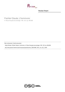 Fischler Claude, L homnivore.  ; n°2 ; vol.32, pg 286-288