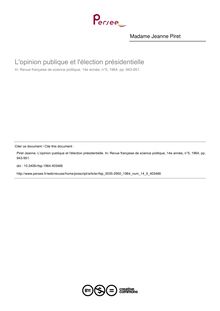 L opinion publique et l élection présidentielle - article ; n°5 ; vol.14, pg 943-951