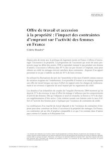 Offre de travail et accession à la propriété : l’impact des contraintes d’emprunt sur l’activité des femmes en France - article ; n°1 ; vol.417, pg 153-172