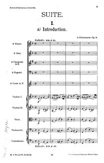 Partition complète,  Caracteristique, Op.9, Suite Caracteristique in D major for orchestra