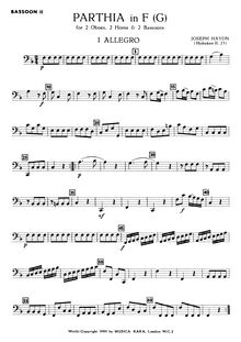 Partition basson 2, Divertimento, Hob.II:23, Parthia, F major, Haydn, Joseph