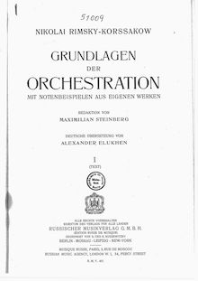 Partition Inhaltsverzeichnis und Vorrede, Principles of Orchestration