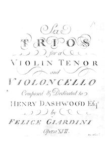Partition parties complètes, 6 Trios pour violon, ténor et violoncelle