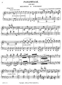 Partition complète, Paraphrase sur des Mélodies de Schubert, Satter, Gustav