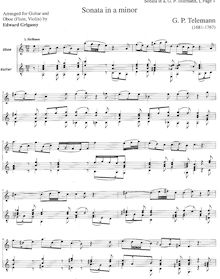 Partition complète, Sonata pour hautbois et Continuo, TWV 41:a3